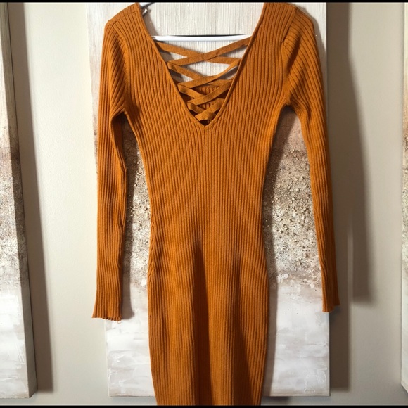 Mustard Long-sleeve Sweater Dress - Picture 8 of 8